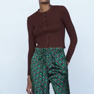 Zara Maroon Button-Up Cardigan